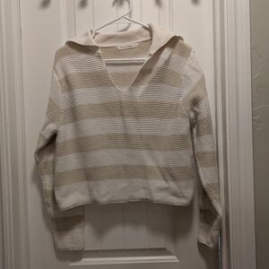 moon & madison V-Neck Sweater - Cream and White